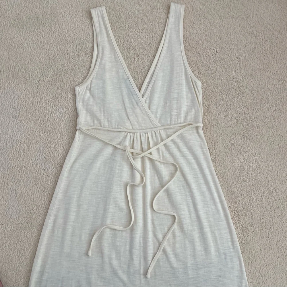 Sleeveless Flower Dress V Neck Ivory/Cream 100% Cotton Made in USA Size Small - Picture 6 of 9